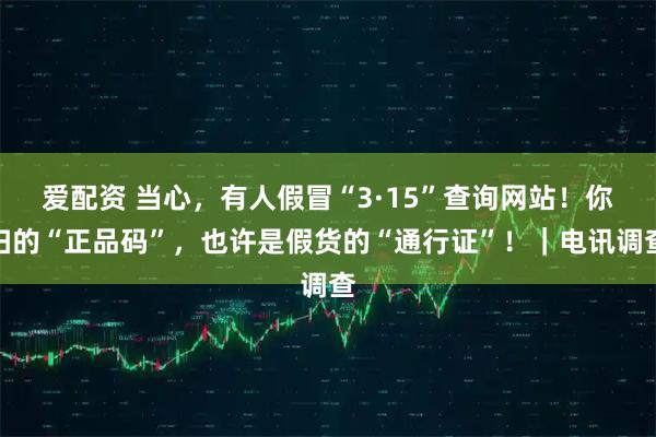 爱配资 当心，有人假冒“3·15”查询网站！你扫的“正品码”，也许是假货的“通行证”！｜电讯调查