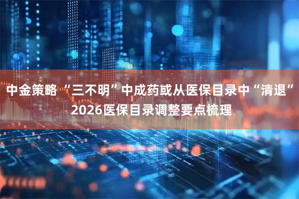中金策略 “三不明”中成药或从医保目录中“清退” 2026医保目录调整要点梳理