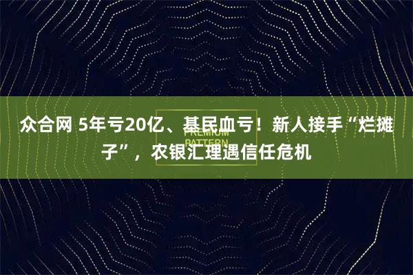 众合网 5年亏20亿、基民血亏！新人接手“烂摊子”，农银汇理遇信任危机